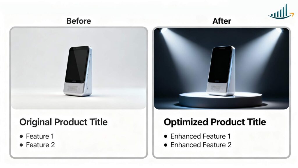 Amazon product listing optimization before and after comparison for Black Friday