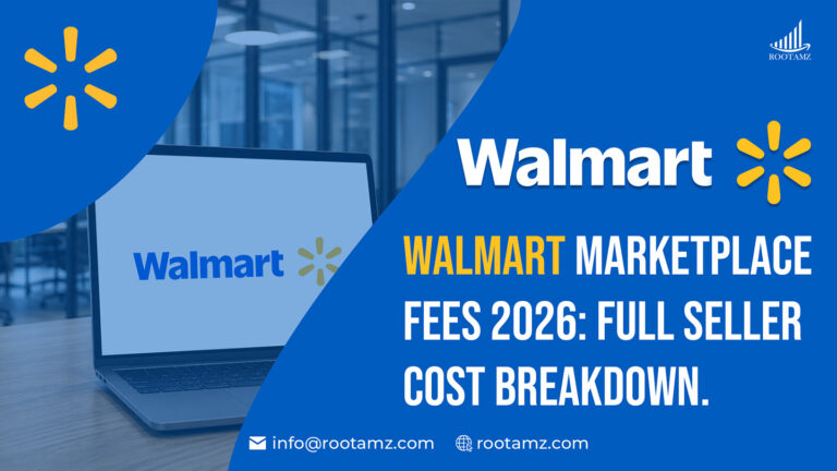 Walmart Marketplace seller fees 2026 breakdown infographic showing referral fees, WFS fulfillment fees & advertising costs for Walmart sellers