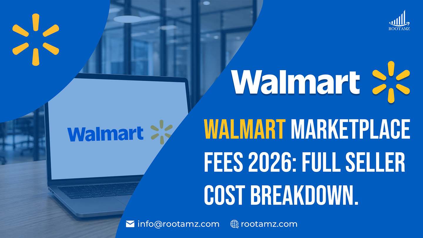 Walmart Marketplace seller fees 2026 breakdown infographic showing referral fees, WFS fulfillment fees & advertising costs for Walmart sellers